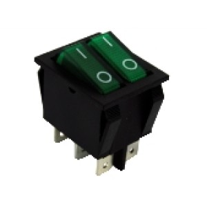 GBC 24.2550.20 - Switch with light ON-OFF-ΟΝ Double Green - Unipolar 6 contacts 15A Switches